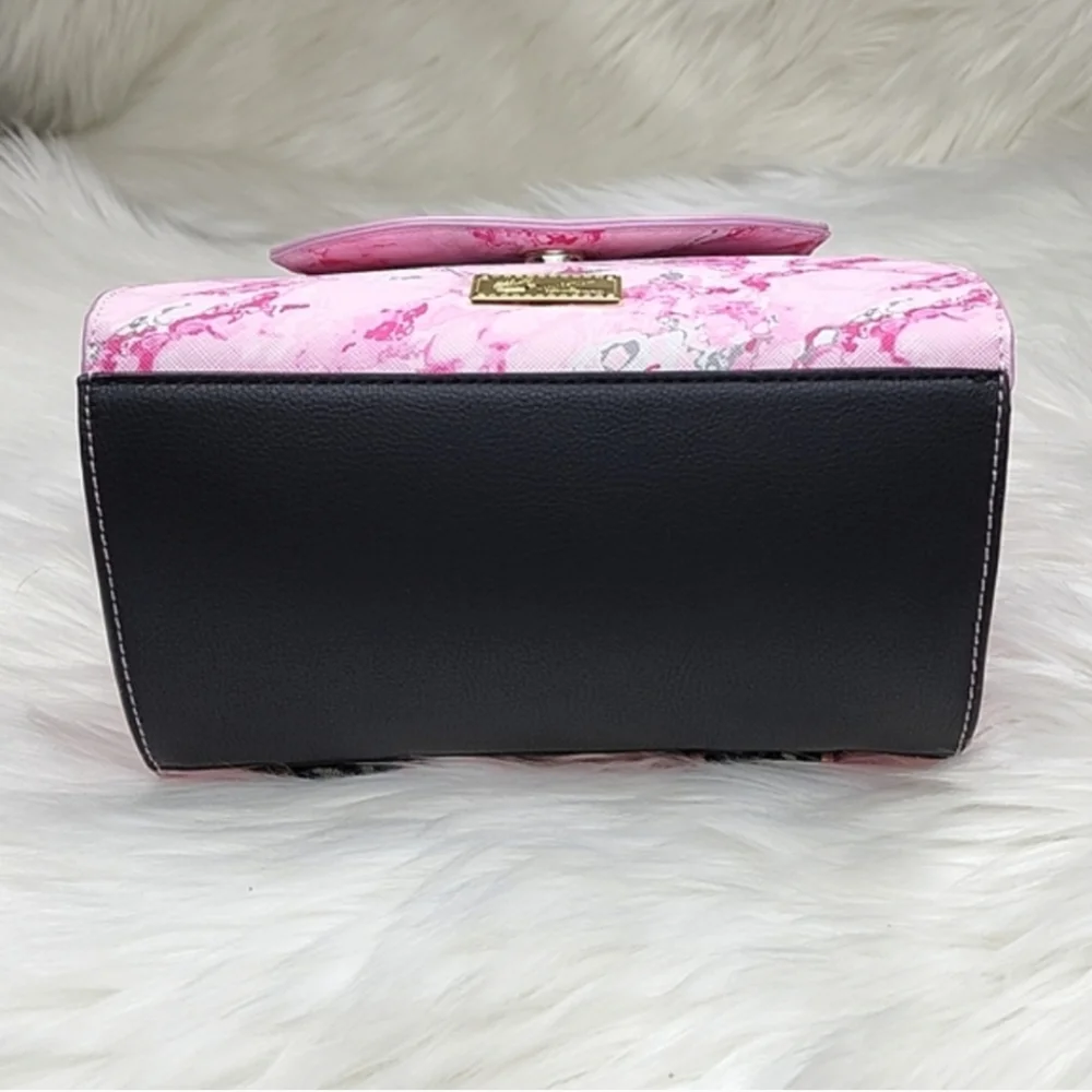 Betsey Johnson Pink Marbled Cat Design Backpack Purse